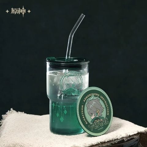  Hộp quà ly nước có nắp và ống hút chủ đề Alhaitham - Genshin Impact 