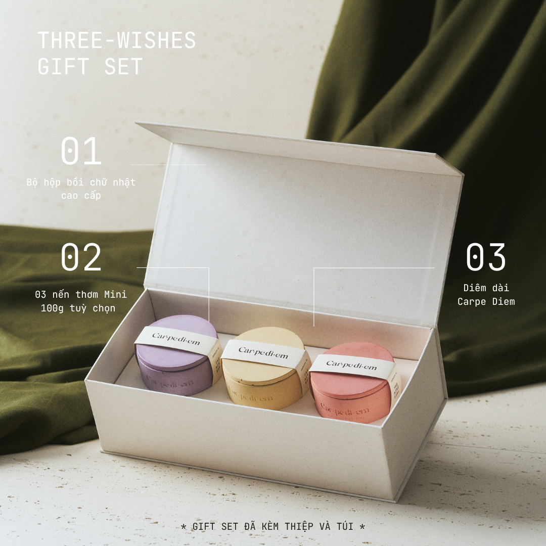  THREE–WISHES GIFT SET - Bộ quà tặng nến thơm đa dạng trải nghiệm 