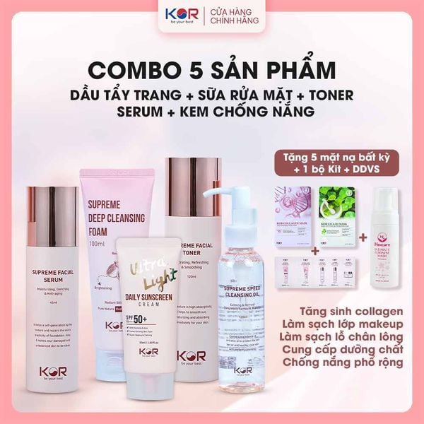  Bộ Phục Hồi Chuyên Sâu ( Dầu tẩy trang + Sữa rửa mặt + Toner + Serum + Kem chống nắng ) 