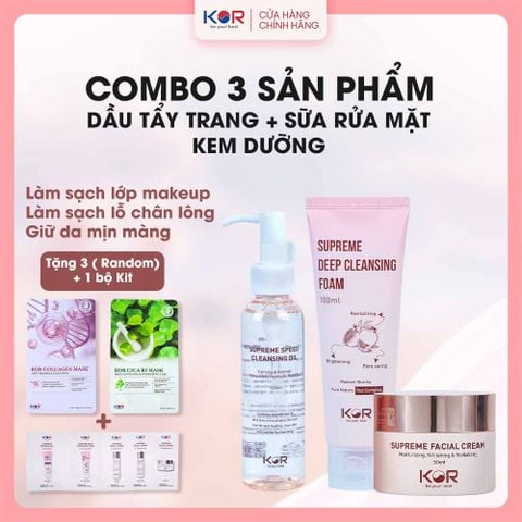  Bộ Chăm Sóc Da Cơ Bản ( Dầu tẩy trang + Sữa rửa mặt + Kem dưỡng ) 