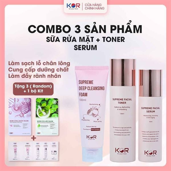  Bộ Dưỡng Ẩm Toàn Diện ( Sữa rửa mặt + Toner + Serum ) 