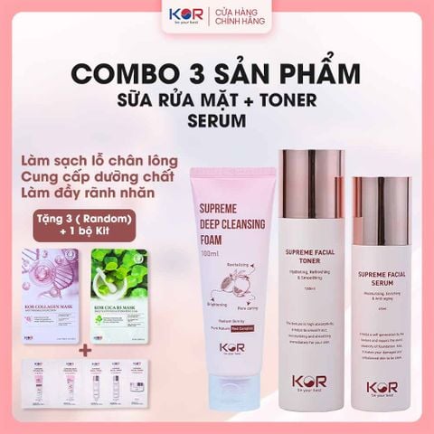  Bộ Dưỡng Ẩm Toàn Diện ( Sữa rửa mặt + Toner + Serum ) 