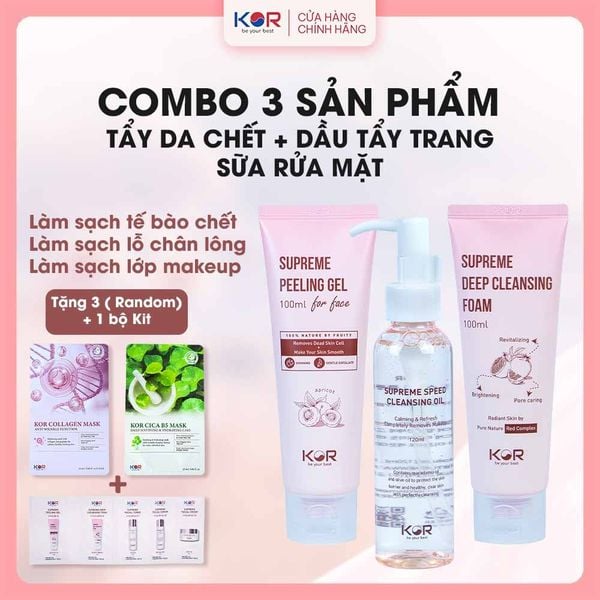  Bộ Làm Sạch Chuyên Sâu ( Tẩy da chết + Dầu tẩy trang + Sữa rửa mặt ) 