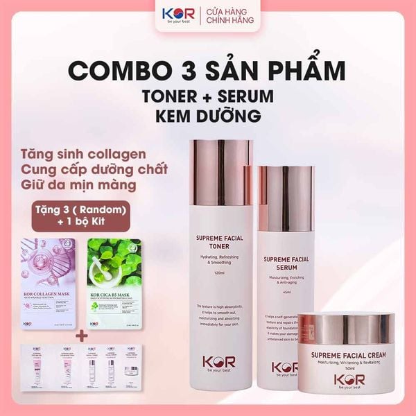  Bộ Mềm Mịn Mỗi Ngày ( Toner + Serum + Kem dưỡng ) 