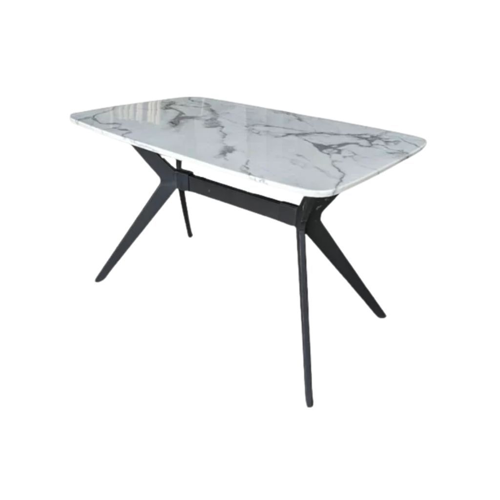 Bàn ăn chữ nhật chân sắt mặt đá | AVA