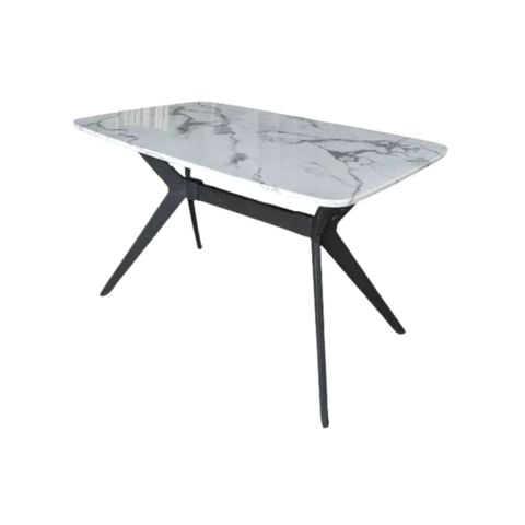 Bàn ăn chữ nhật chân sắt mặt đá | AVA 