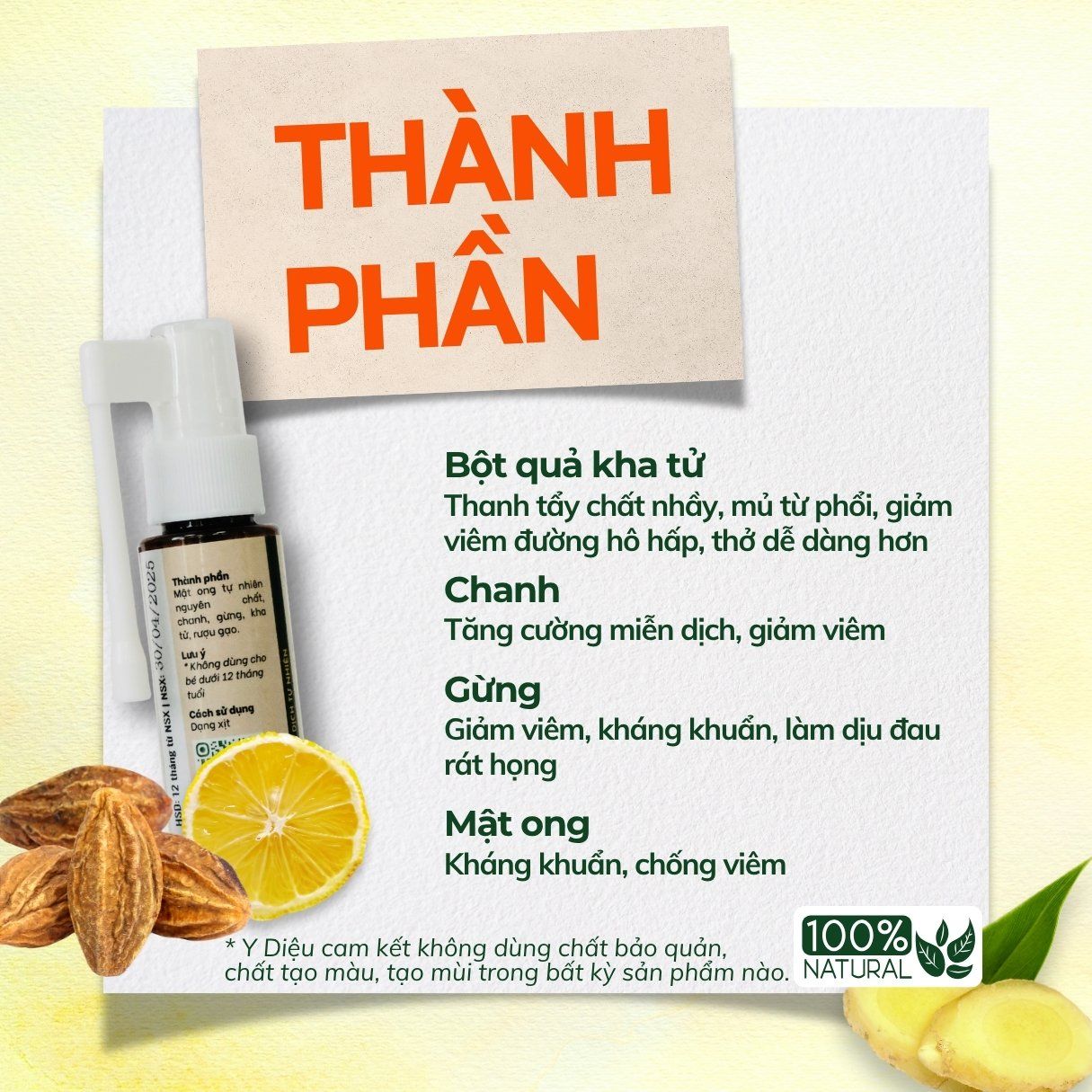  An Họng Thảo Mộc Y Diệu - Xịt họng giúp giảm ho, đau họng, ngứa họng - Làm dịu thanh quản, phế quản - Lọ 30ml 