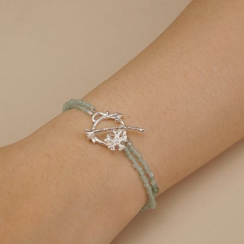 BLOSSOM CLASP GREEN STONE BRACELET (S)