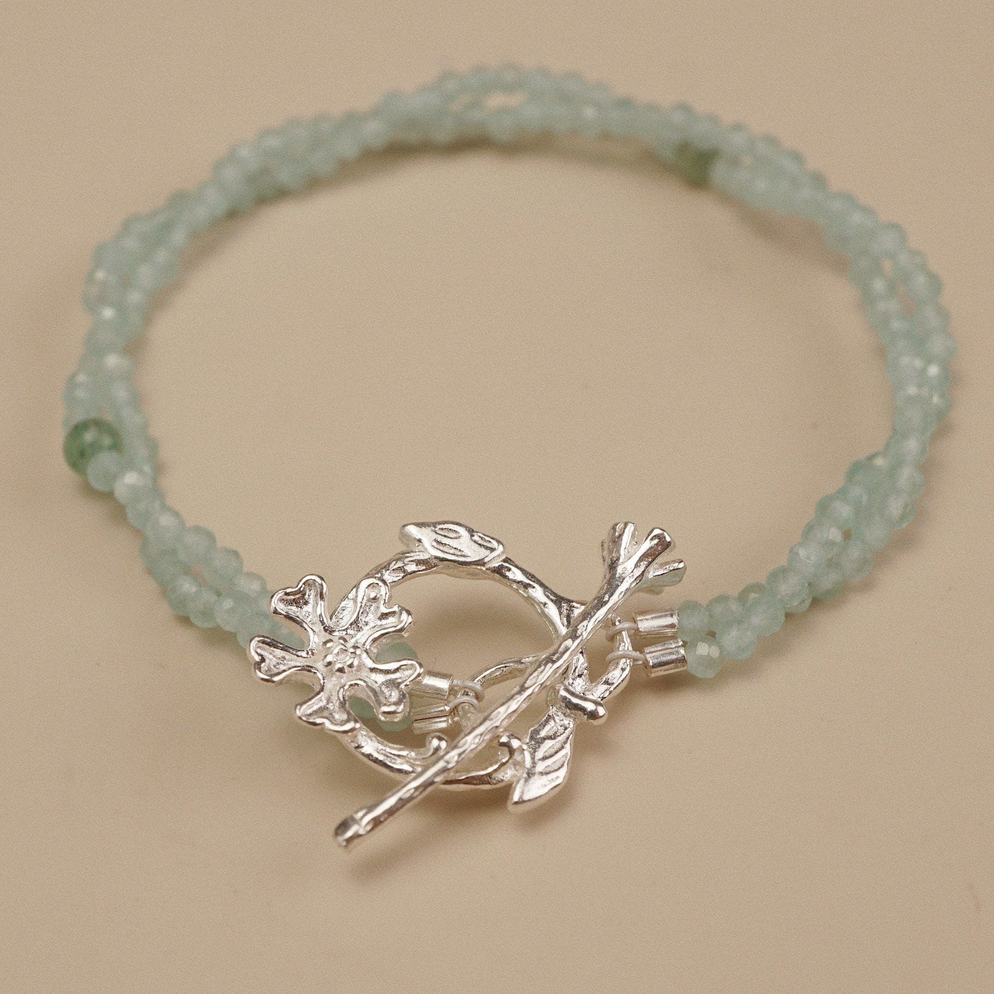  BLOSSOM CLASP GREEN STONE BRACELET (S) 
