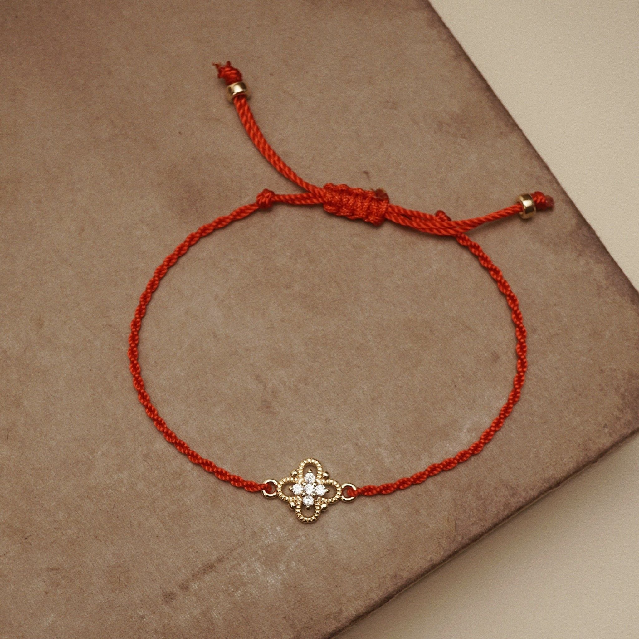 FOUR PETAL RED LUCKY STRING BRACELET - 03 