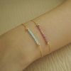  PINK TOURMALINE BEADED BAR MINI CURB BRACELET 