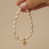  CLOVER LEAF - BOLD RICE SHAPE PEARL MIX ORBIT BRACELET 