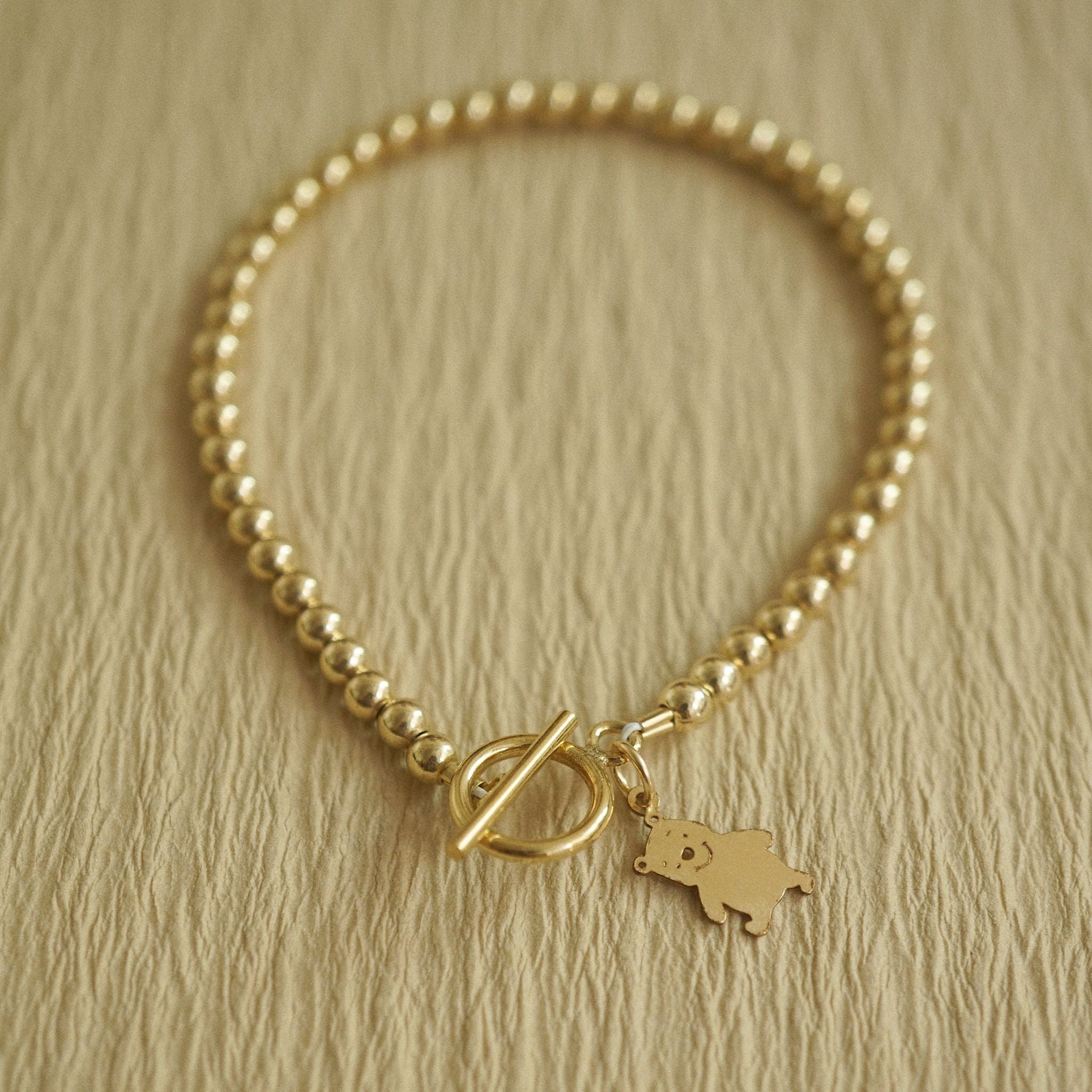  TEDDY BEAR - TOGGLE CLASP BEADED BRACELET 