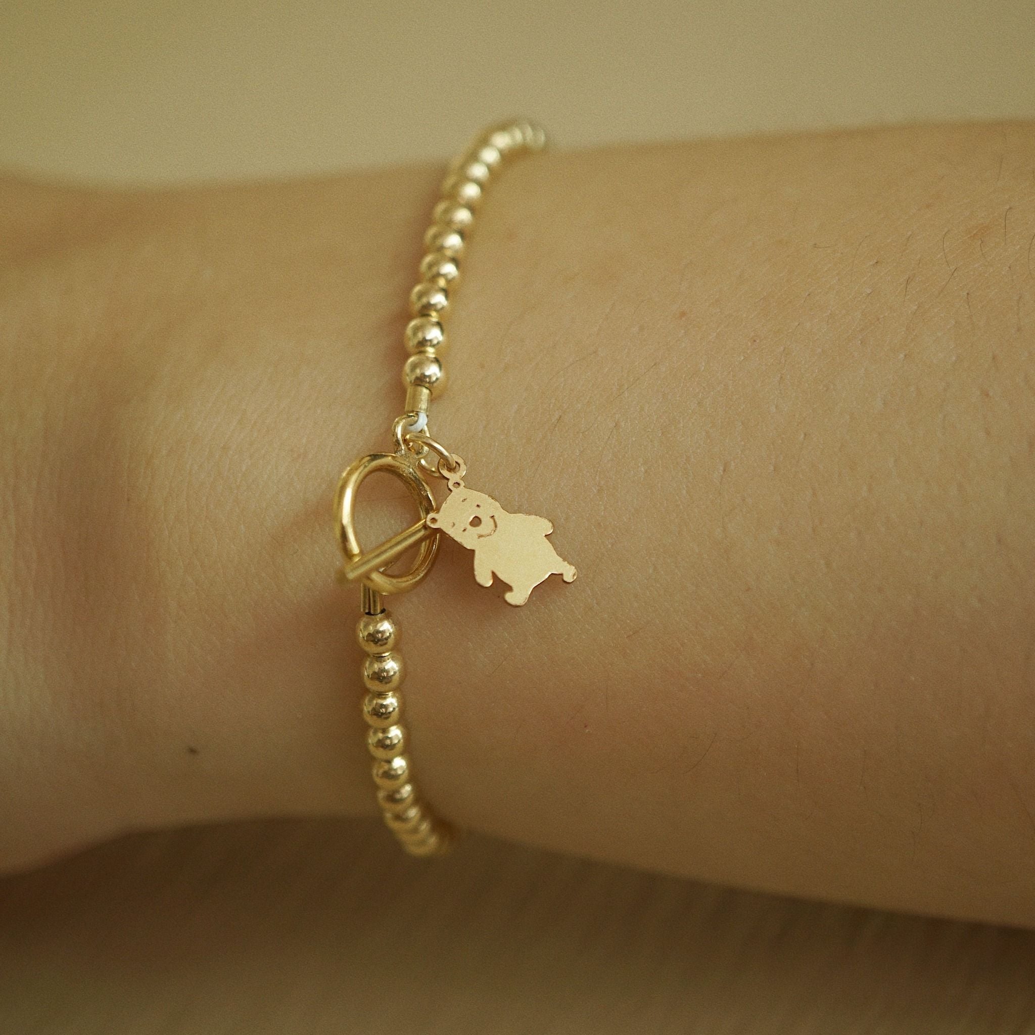  TEDDY BEAR - TOGGLE CLASP BEADED BRACELET 