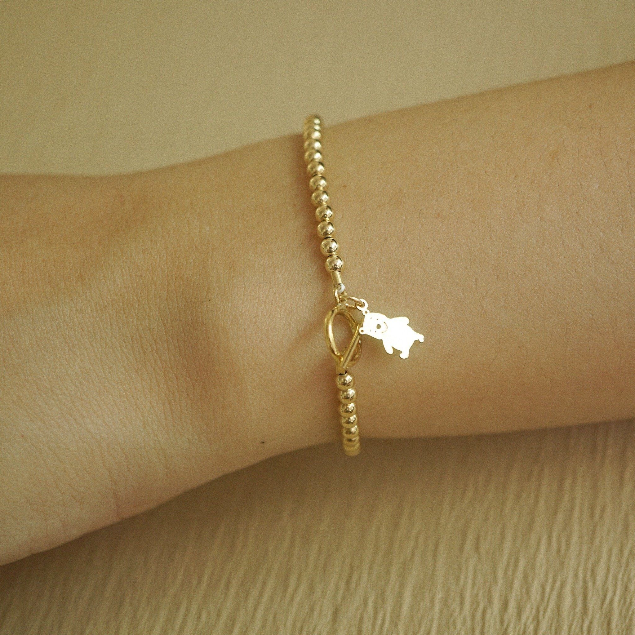  TEDDY BEAR - TOGGLE CLASP BEADED BRACELET 