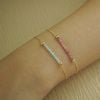  AQUAMARINE BEADED BAR MINI CURB BRACELET 