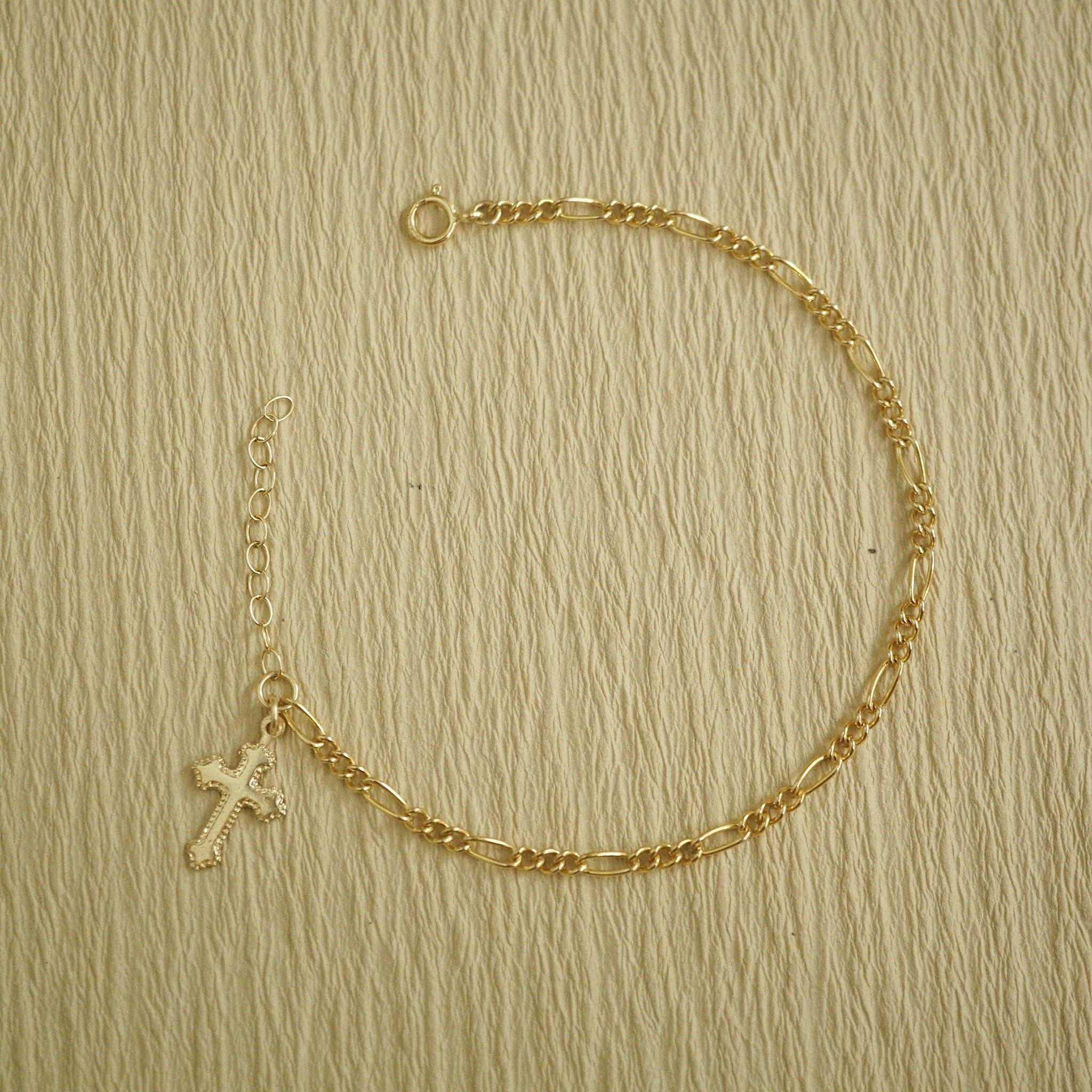  CROSS MILGRAIN FIGARO BRACELET 