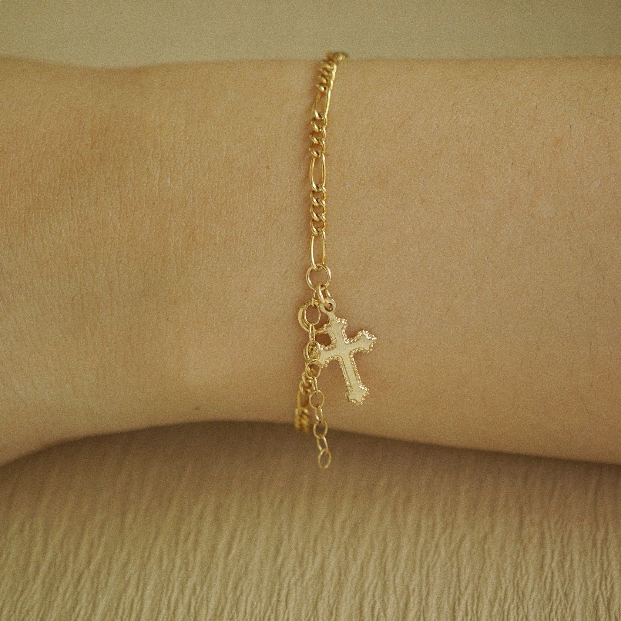  CROSS MILGRAIN FIGARO BRACELET 