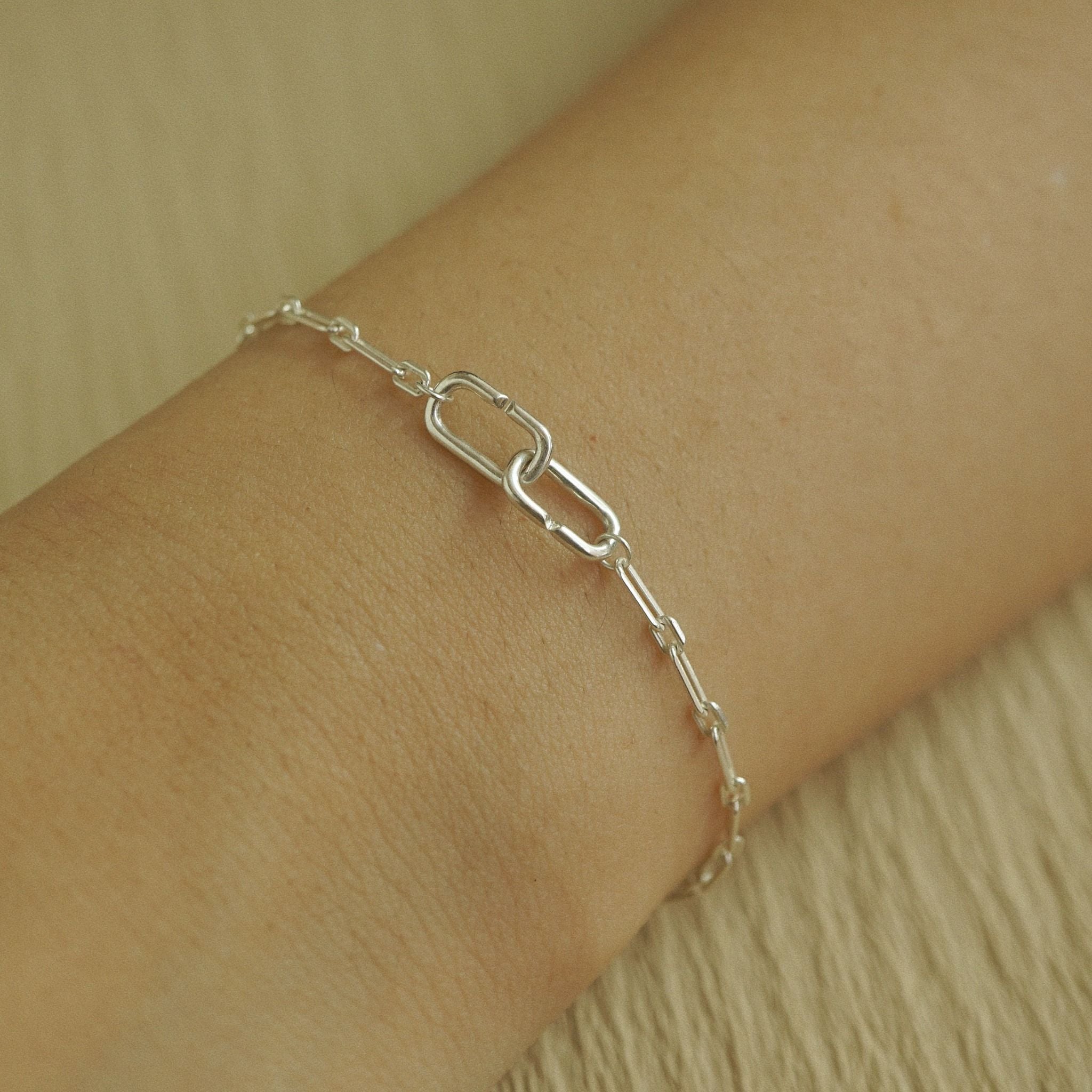  DOUBLE RECTANGLE CLASP - ALTERNATING PAPERCLIP BRACELET (S) 