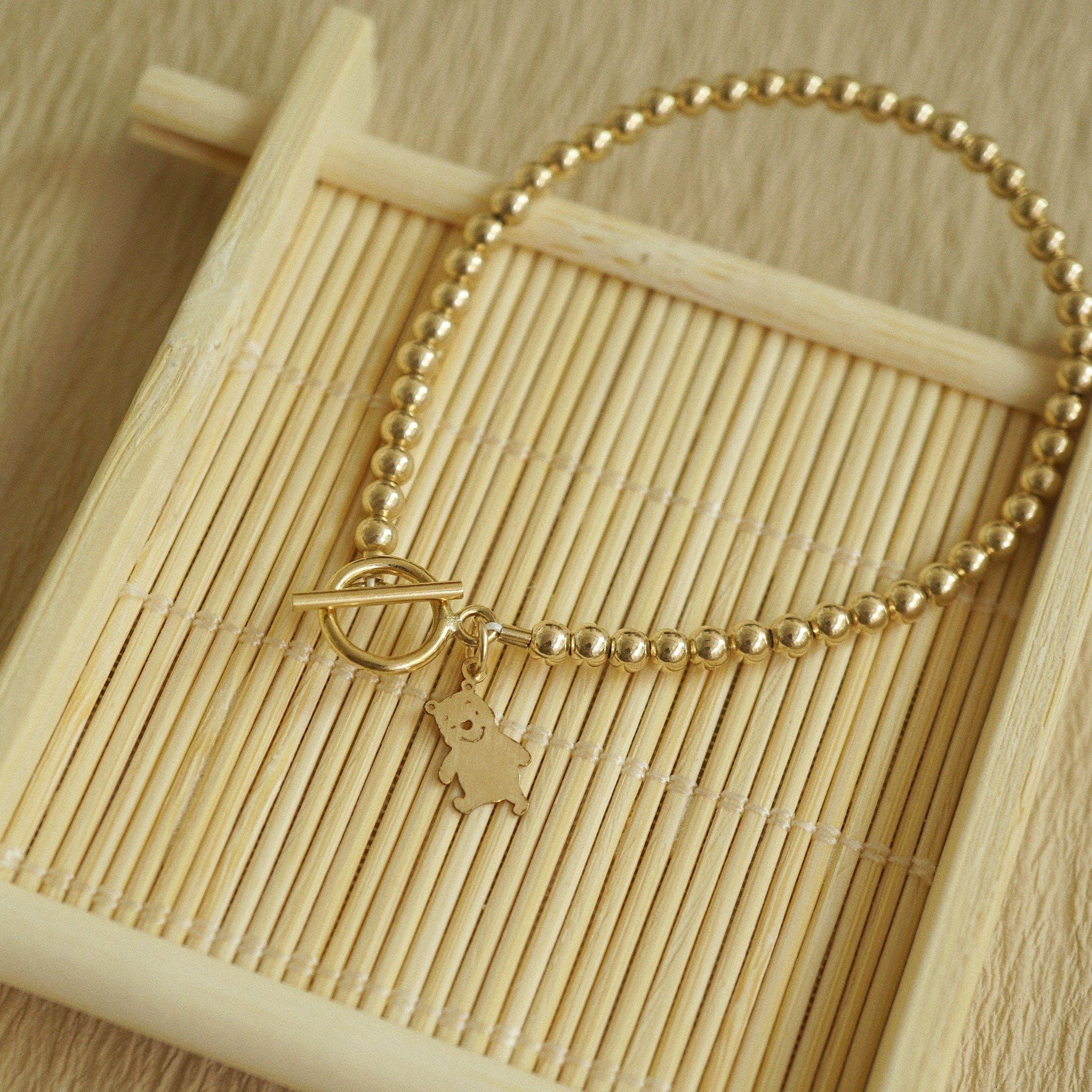  TEDDY BEAR - TOGGLE CLASP BEADED BRACELET 