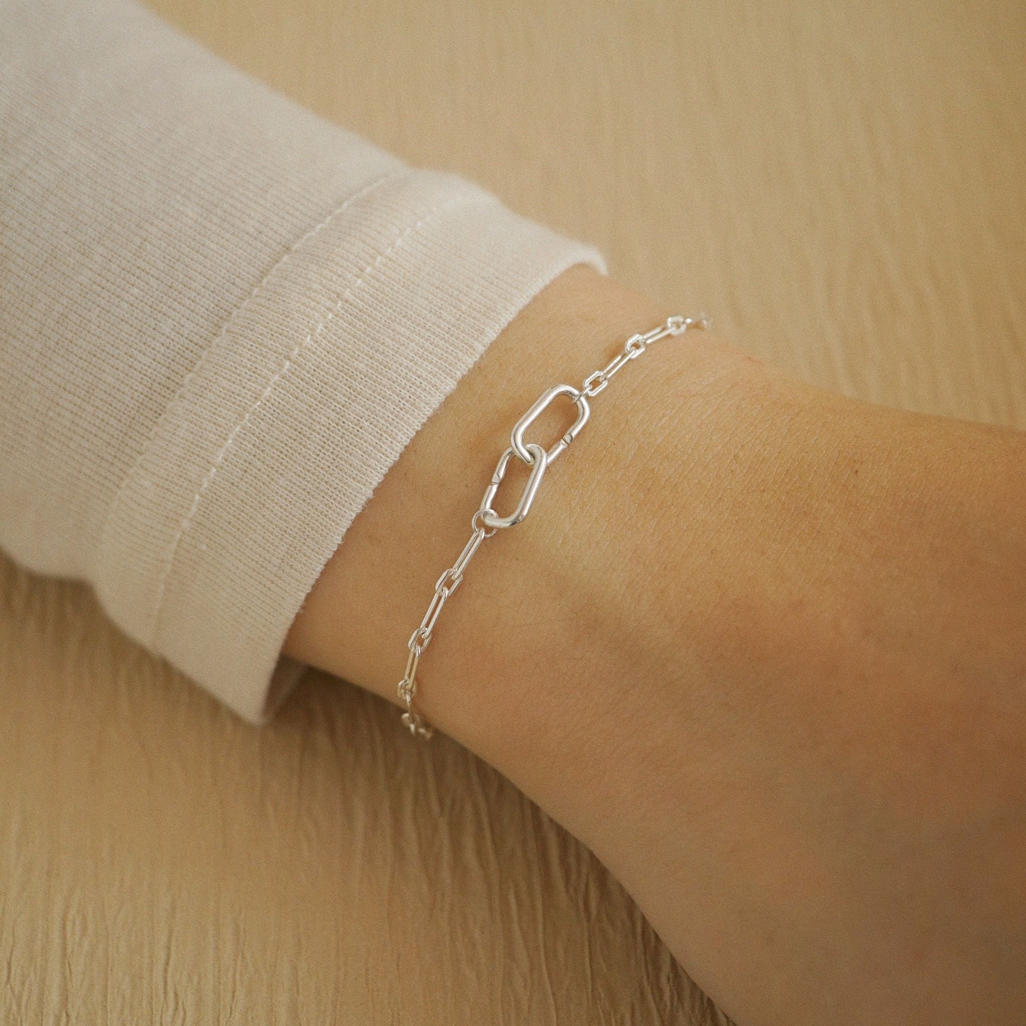  DOUBLE RECTANGLE CLASP - ALTERNATING PAPERCLIP BRACELET (S) 