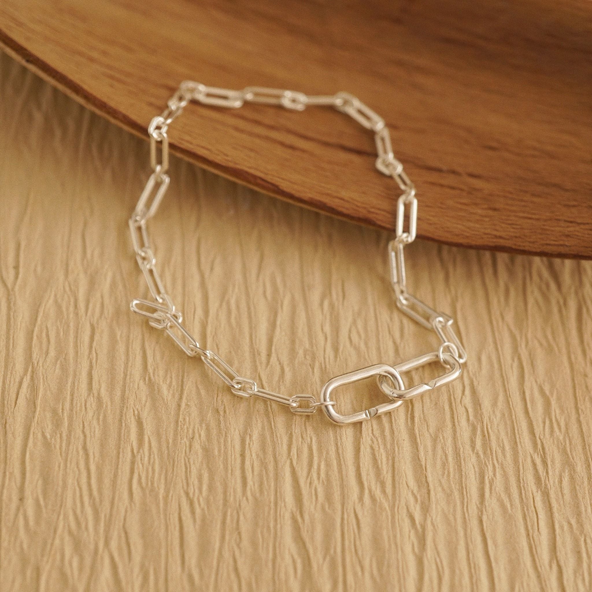  DOUBLE RECTANGLE CLASP - ALTERNATING PAPERCLIP BRACELET (S) 
