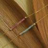  PINK TOURMALINE BEADED BAR MINI CURB BRACELET 
