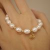  CLOVER LEAF - BOLD RICE SHAPE PEARL MIX ORBIT BRACELET 