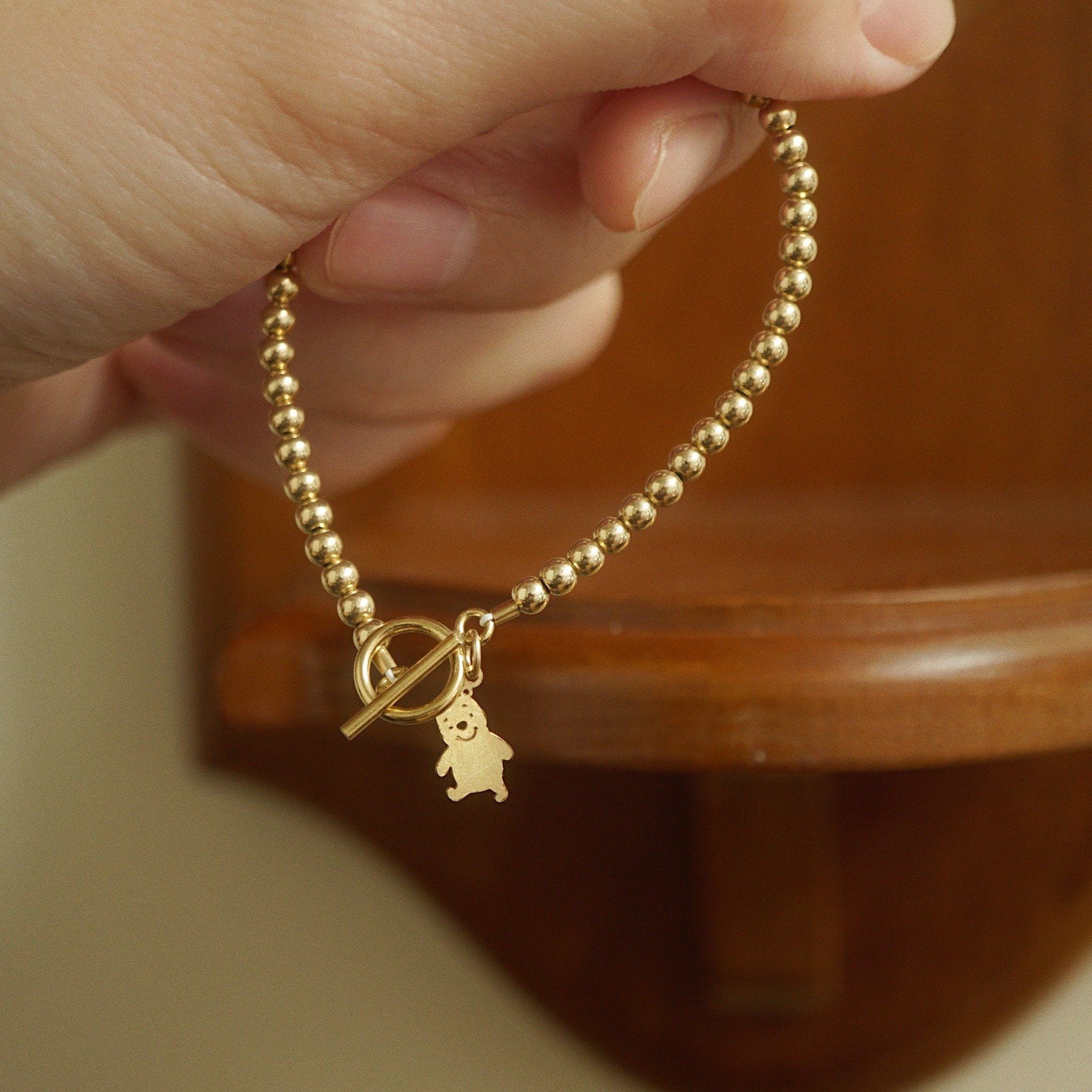  TEDDY BEAR - TOGGLE CLASP BEADED BRACELET 