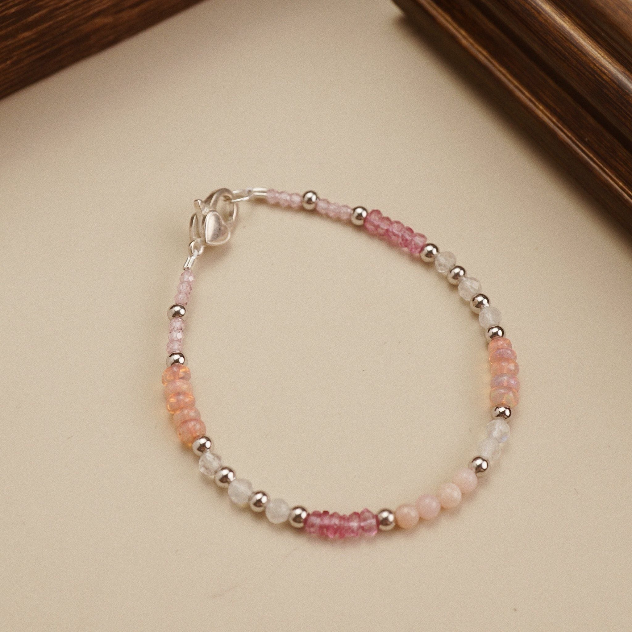  PINK PALETTE BEADED HEART LOCK BRACELET (S) 