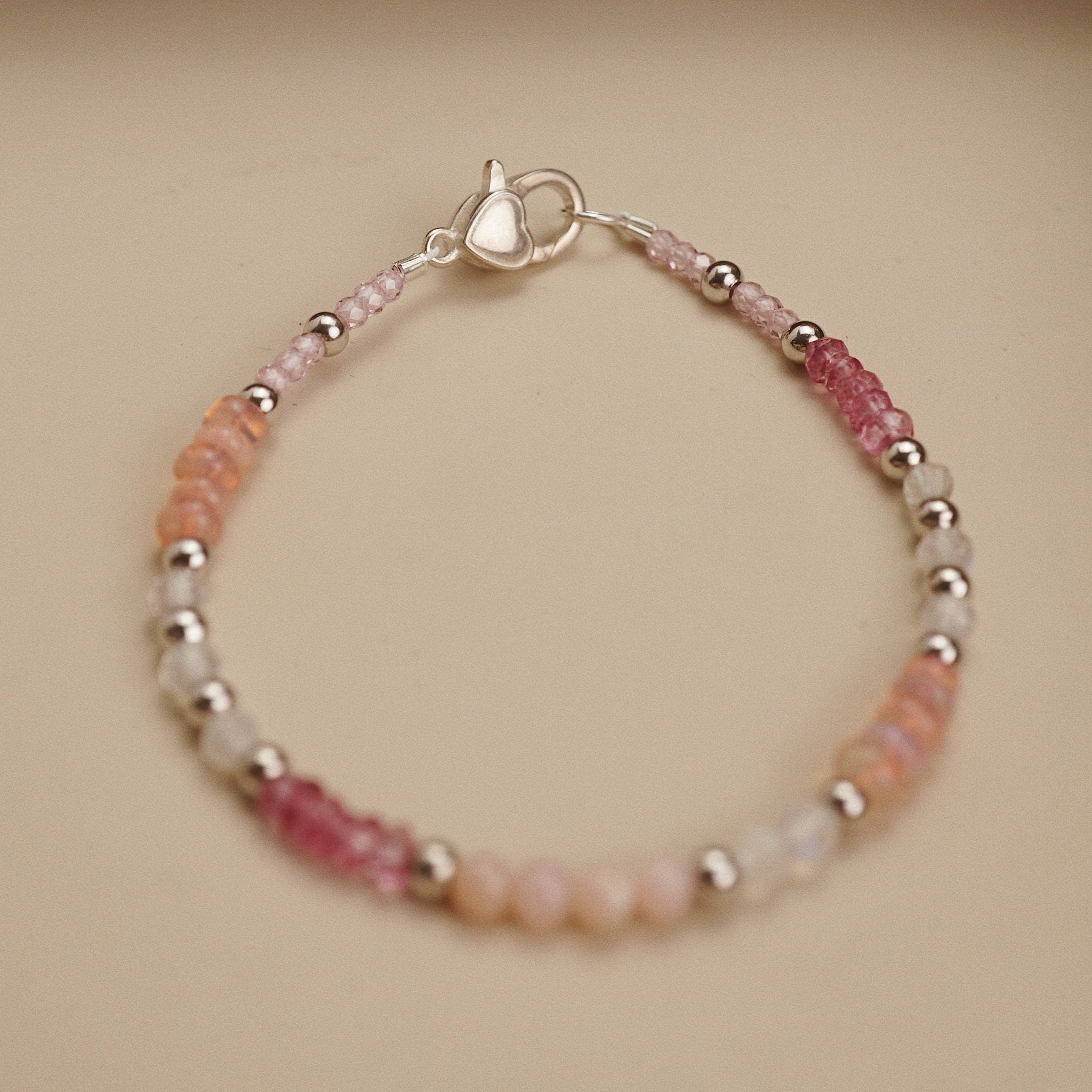  PINK PALETTE BEADED HEART LOCK BRACELET (S) 