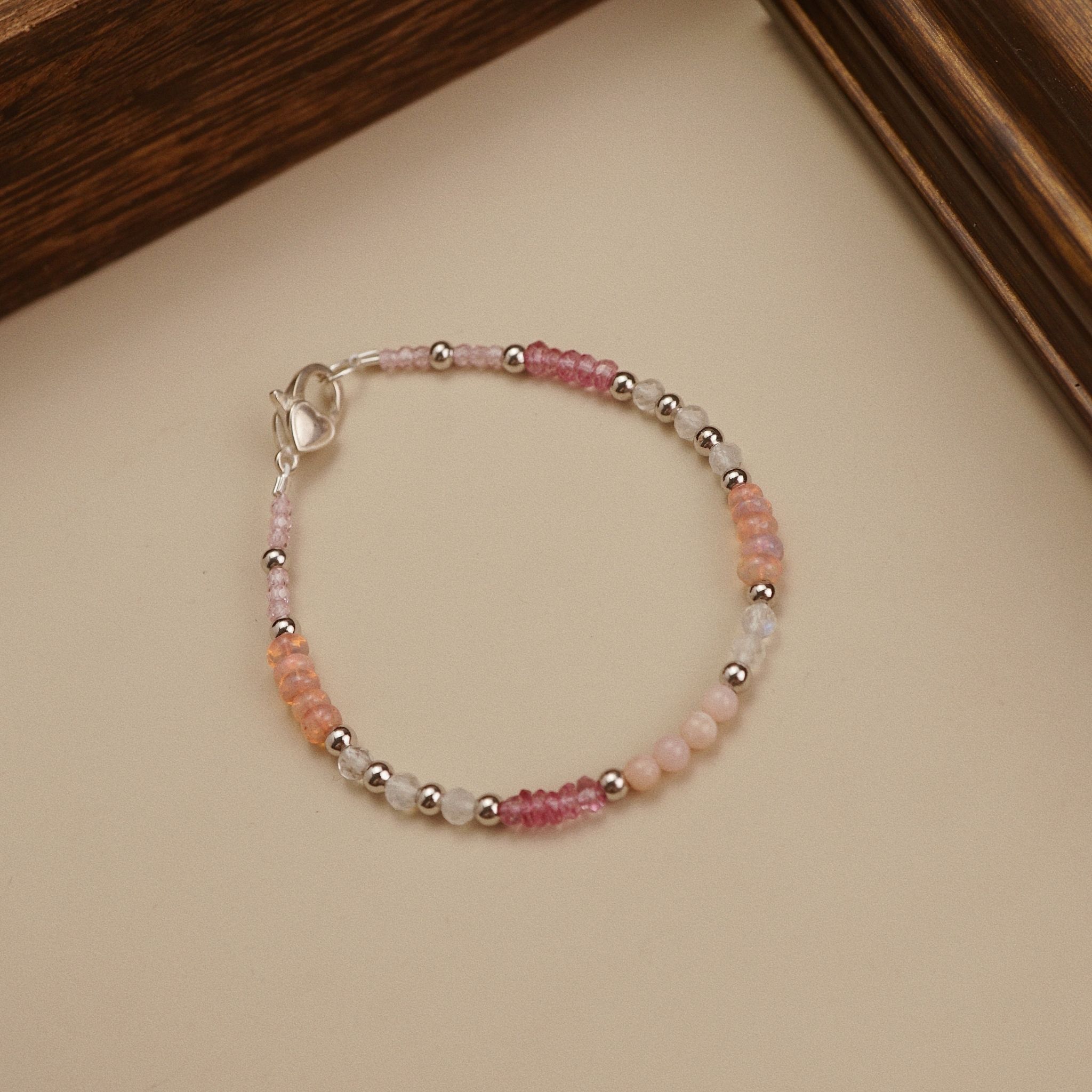  PINK PALETTE BEADED HEART LOCK BRACELET (S) 