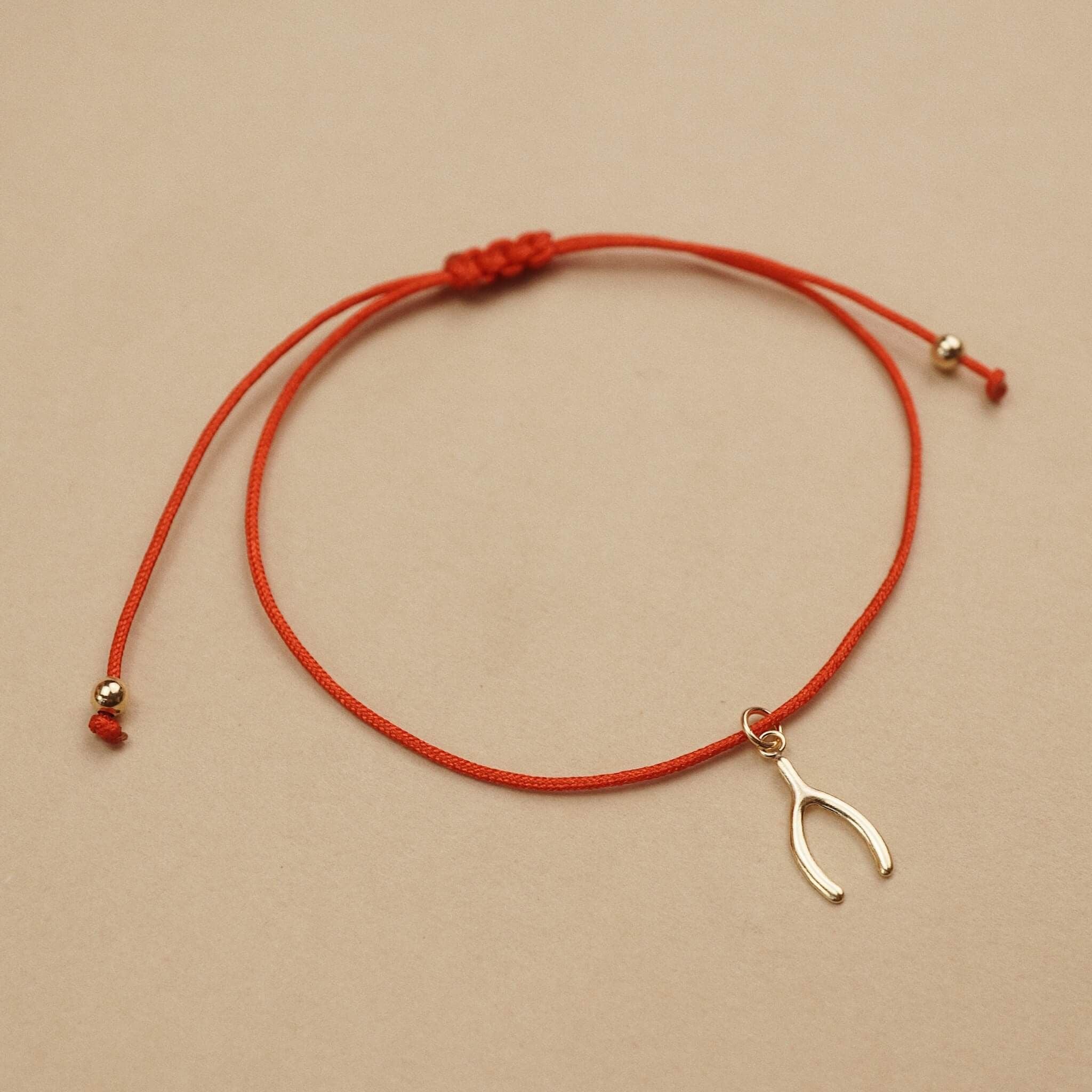  WISHBONE - RED LUCKY STRING BRACELET 
