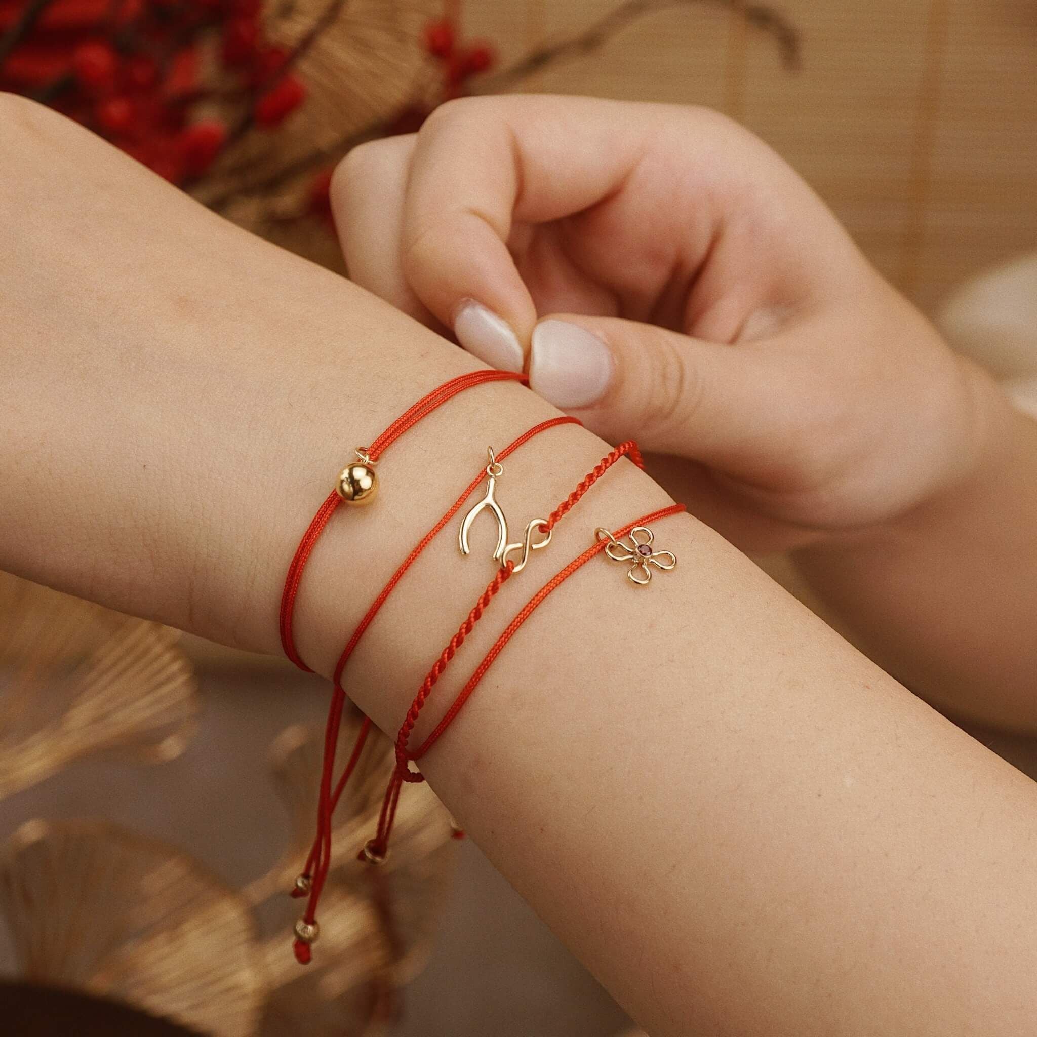  WISHBONE - RED LUCKY STRING BRACELET 