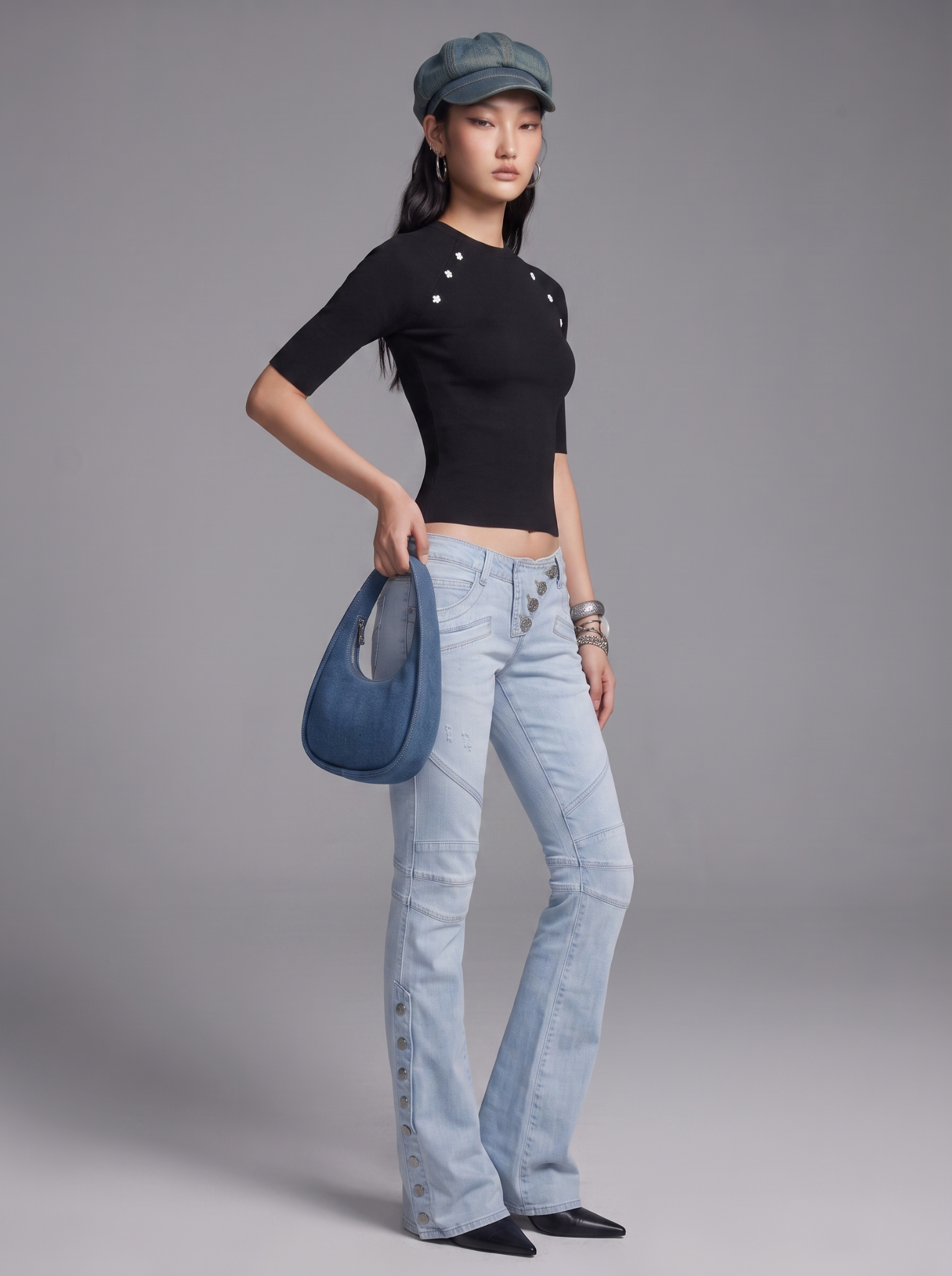  ÁO TAY LỬNG ĐÍNH NÚT HOA / DEMI TOP (ATL02) 
