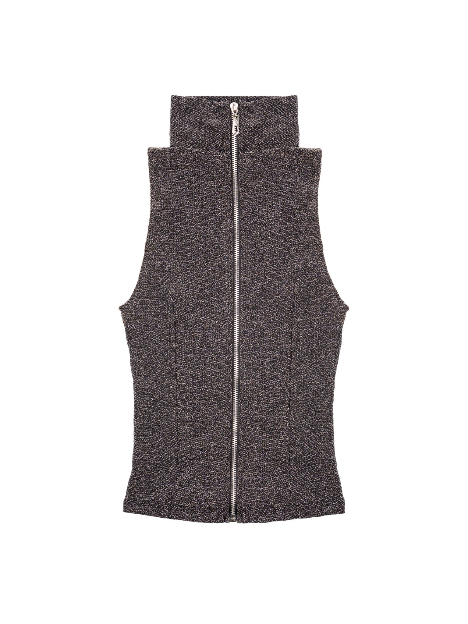  Áo Ba Lỗ Nữ Body Chiết Eo Cổ Trụ Vải Kim Tuyến Khoá Kéo Kim Loại (ABL12) 