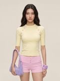  ÁO TAY LỬNG ĐÍNH NÚT HOA / DEMI TOP (ATL02) 