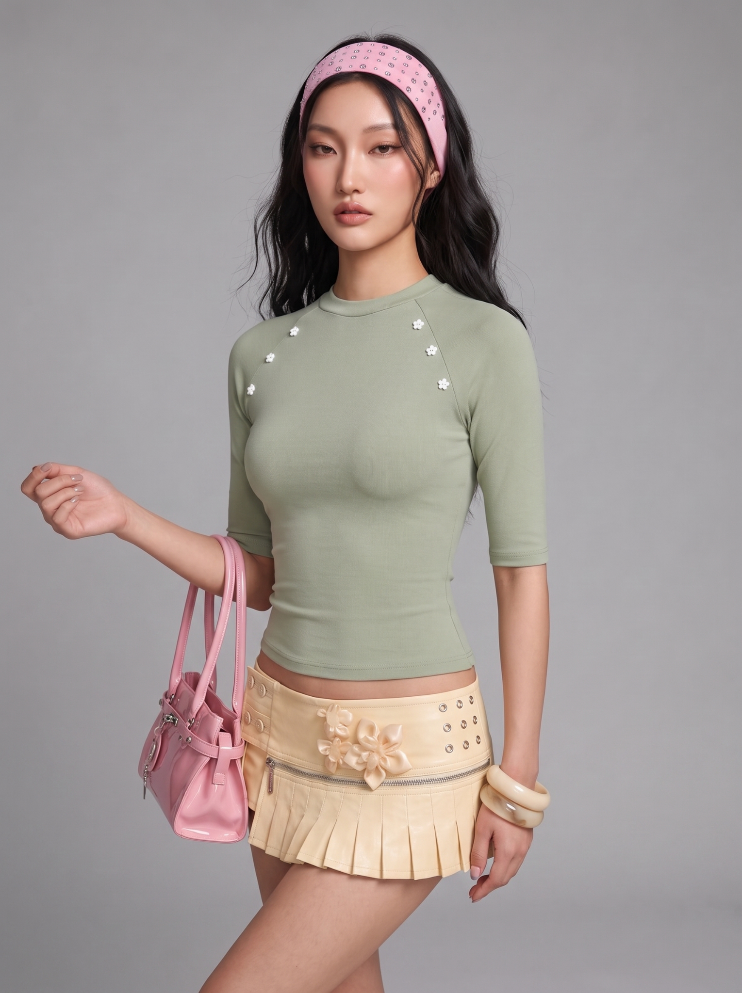  ÁO TAY LỬNG ĐÍNH NÚT HOA / DEMI TOP (ATL02) 