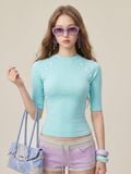  ÁO TAY LỬNG ĐÍNH NÚT HOA / DEMI TOP (ATL02) 