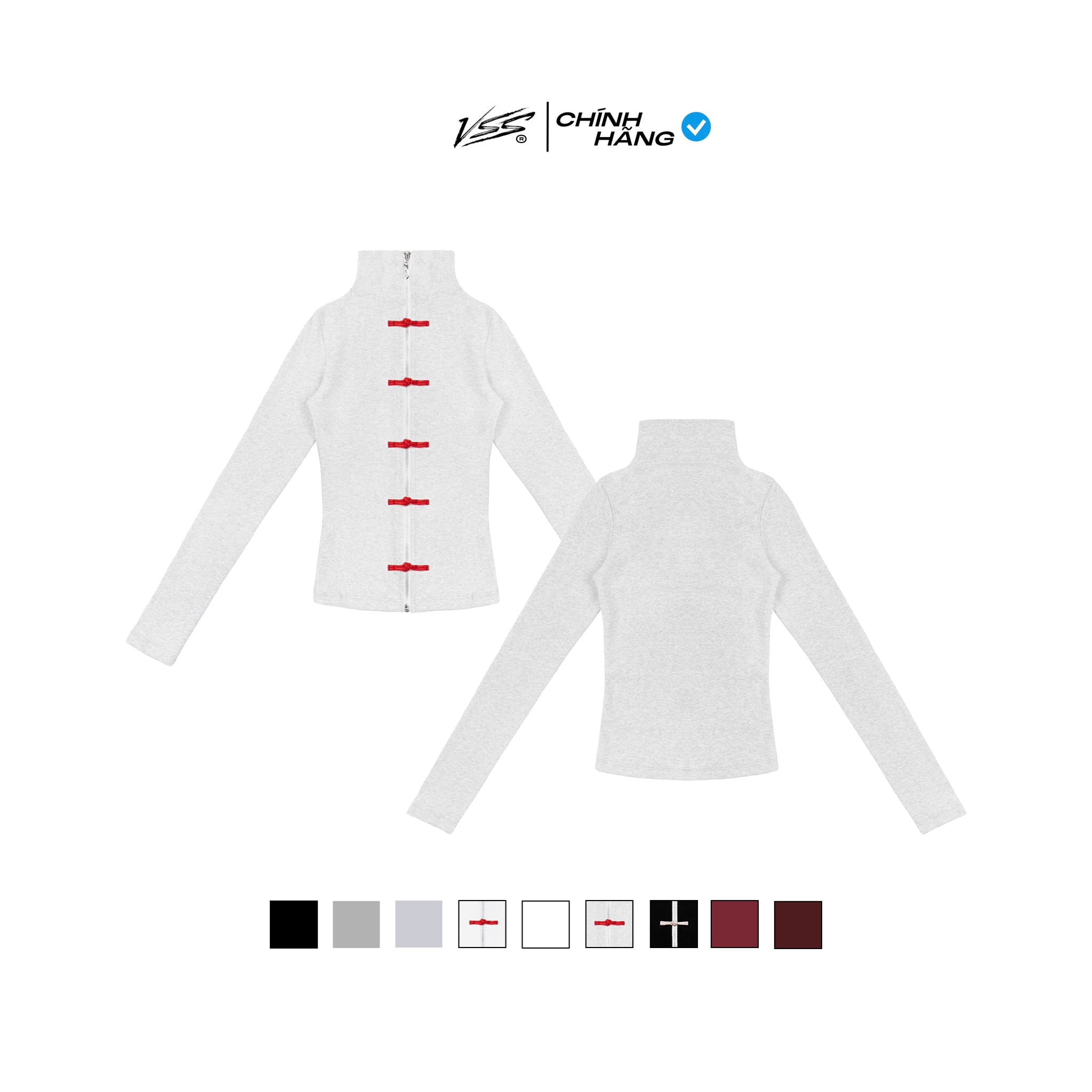  Áo Dài Tay Nữ Ôm Body Chiết Eo Cổ Lọ Khoá Kéo (ATD02) 