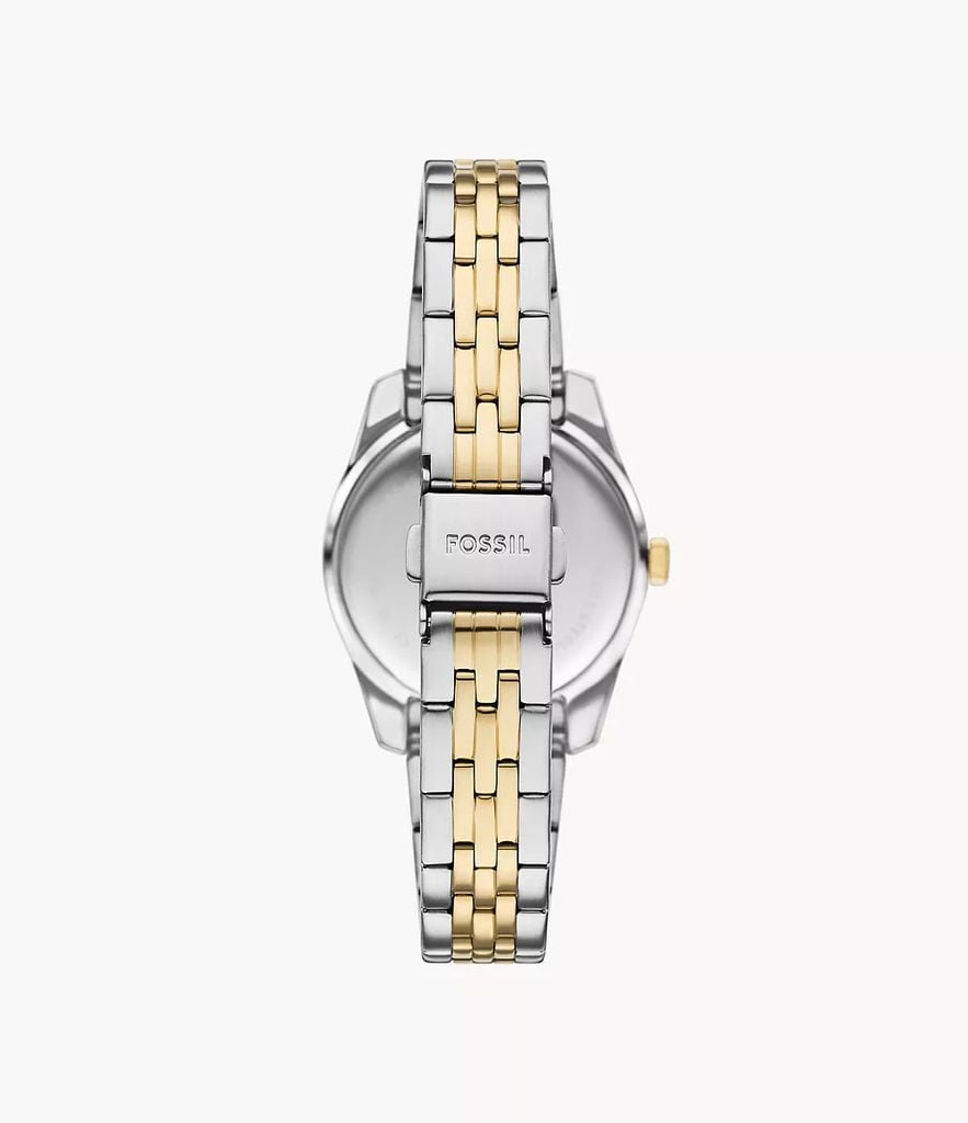 Đồng hồ Nữ Fossil Scarlette, 32MM, dây kim loại, màu Bạc , viền vàng, mặt xanh lá, thép không gỉ ES5388