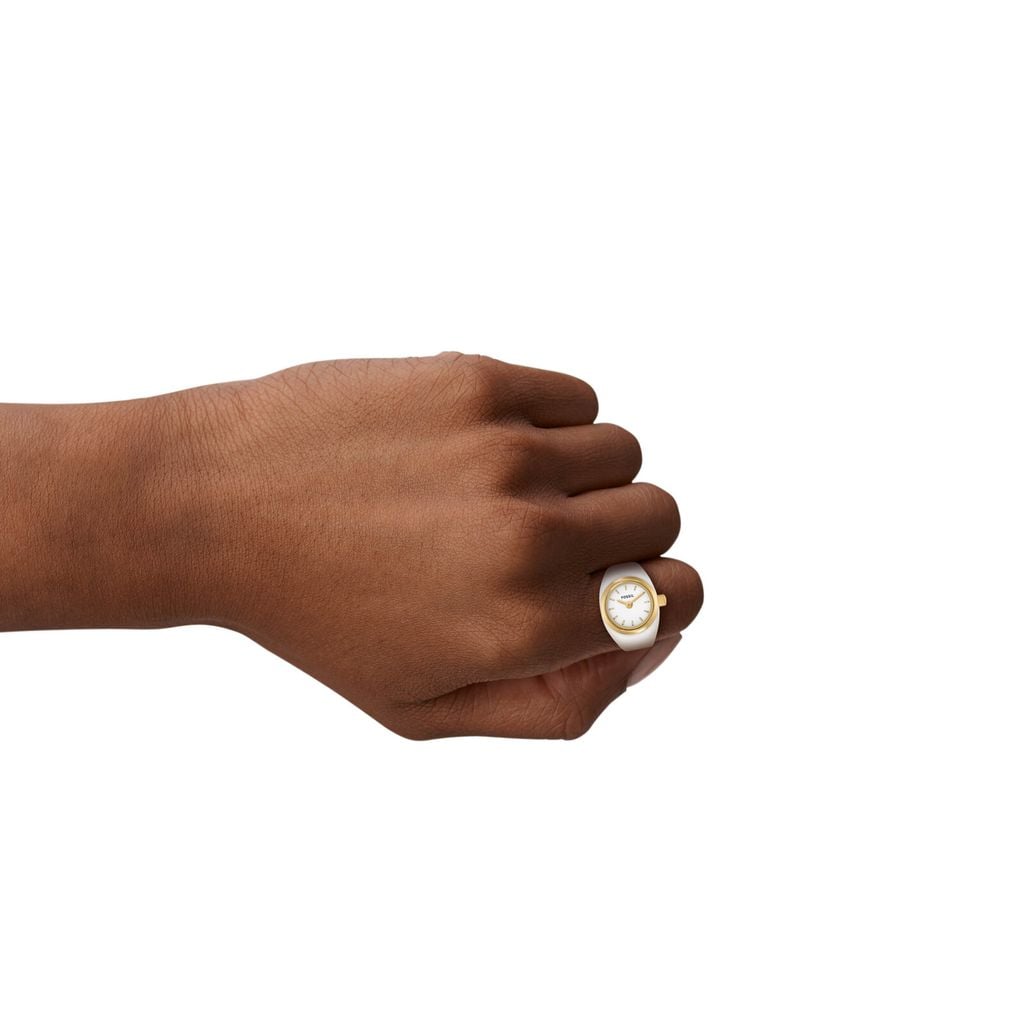 Nhẫn đồng hồ Nữ Fossil Watch Ring dây thép không gỉ 15 MM mặt màu trắng ES5412