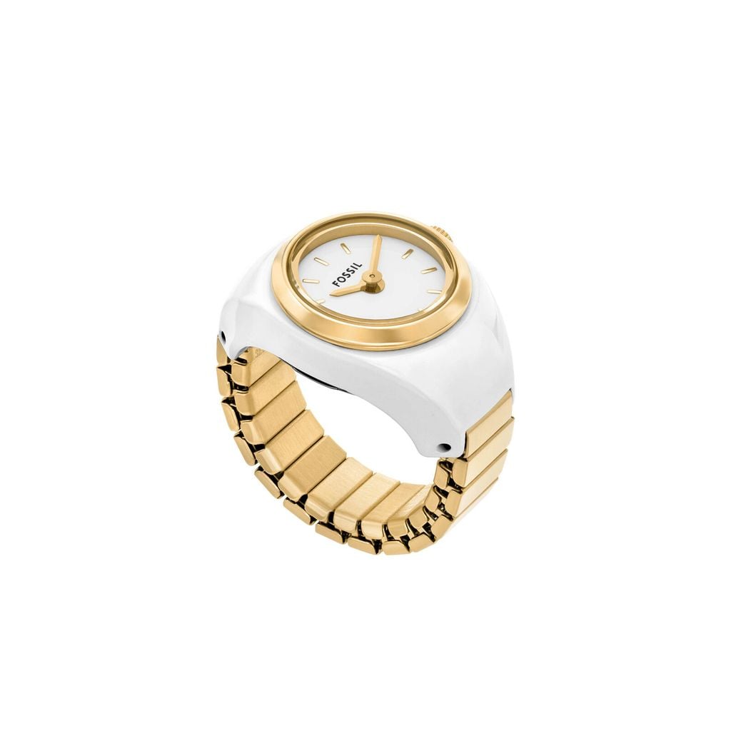 Nhẫn đồng hồ Nữ Fossil Watch Ring dây thép không gỉ 15 MM mặt màu trắng ES5412