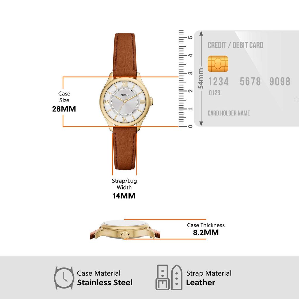 Đồng hồ Nữ Gilmore Dây Da 28 MM, mặt màu Bạc, ES5423