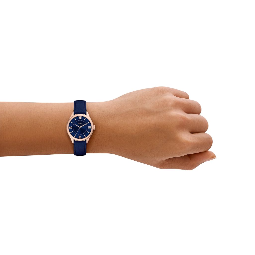 Đồng hồ Nữ Fossil Gilmore dây da, màu xanh, mặt  màu xanh 28 MM ES5424