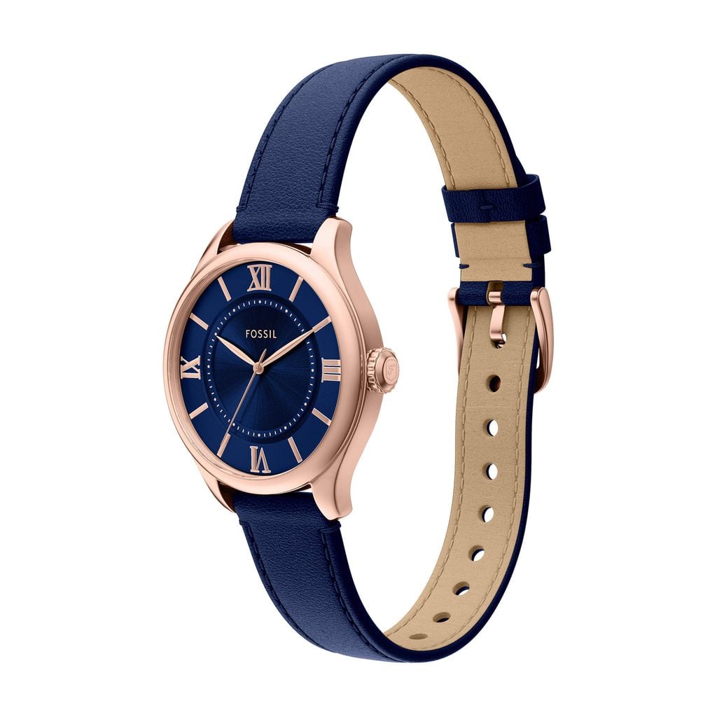 Đồng hồ Nữ Fossil Gilmore dây da, màu xanh, mặt  màu xanh 28 MM ES5424