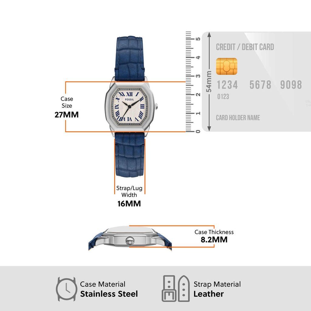 Đồng hồ Nữ Harlow Dây Da 27 MM, mặt màu kem, ES5425