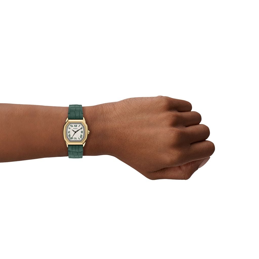 Đồng hồ Nữ Fossil Harlow màu dây xanh lá mặt bát giác màu kem  ES5427