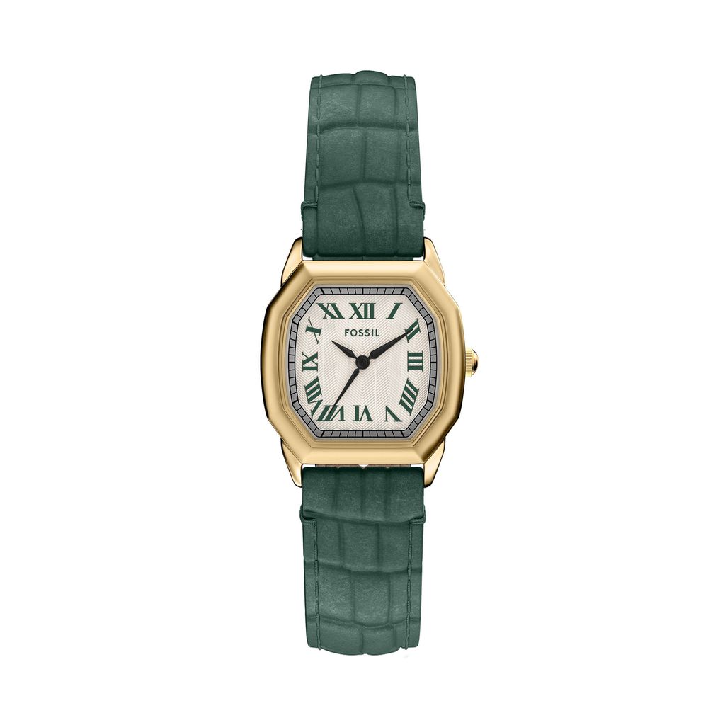 Đồng hồ Nữ Fossil Harlow màu dây xanh lá mặt bát giác màu kem  ES5427