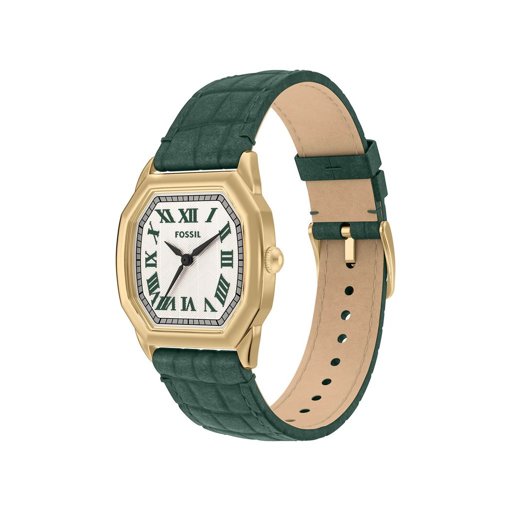 Đồng hồ Nữ Fossil Harlow màu dây xanh lá mặt bát giác màu kem  ES5427